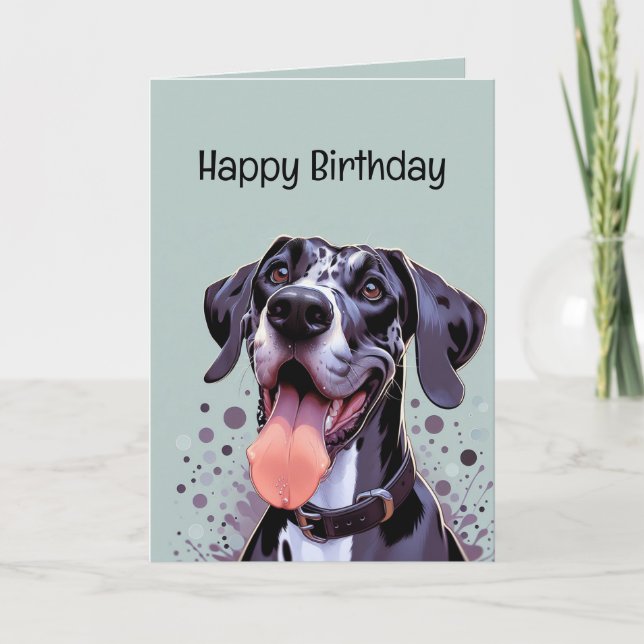 Happy Birthday Funny Great Dane Dog Card (Front)