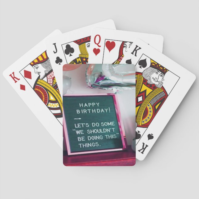 Happy Birthday! Funny Naughty Trouble Poker Cards (Back)