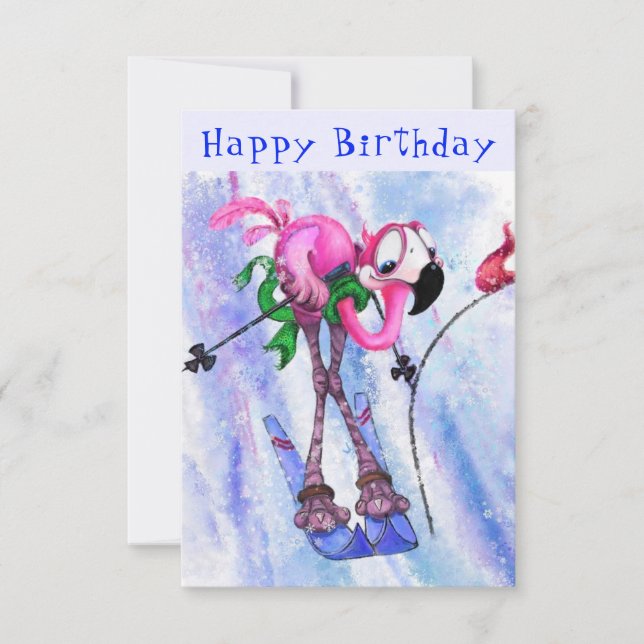 Happy Birthday - Funny Pink Flamingo - Happy (Front)