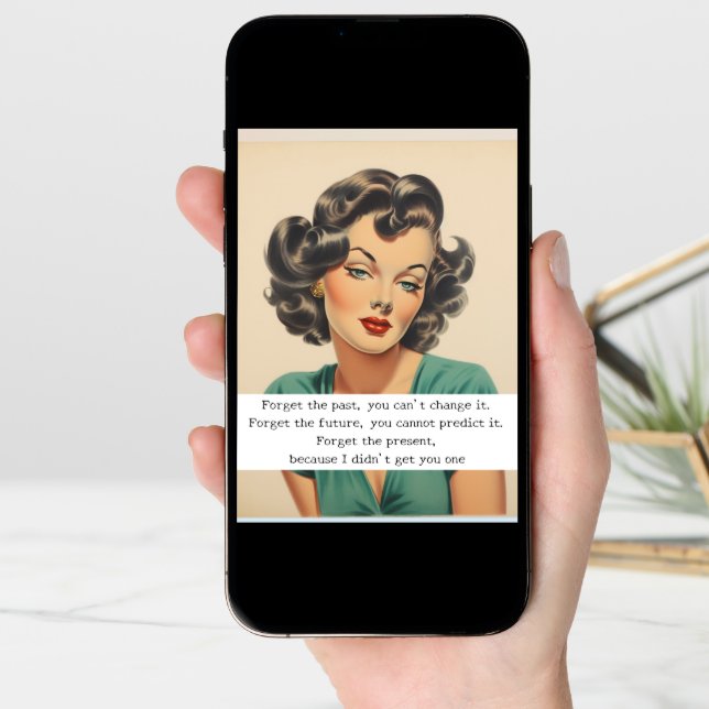 Happy Birthday Funny Saying Retro Woman Card (Front Digital)
