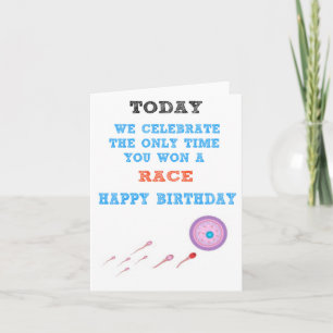Happy Birthday Funny Sperm Race Card