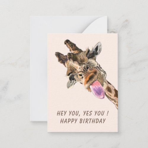 Happy Birthday _ Funny Wink Giraffe Tongue Out Note Card