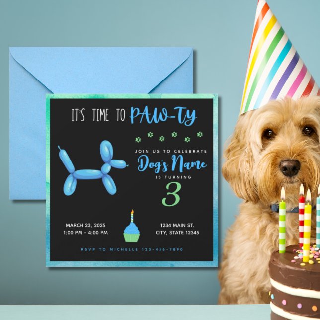 Happy Birthday Fur Baby Boy Dog Party Invitation (Creator Uploaded)
