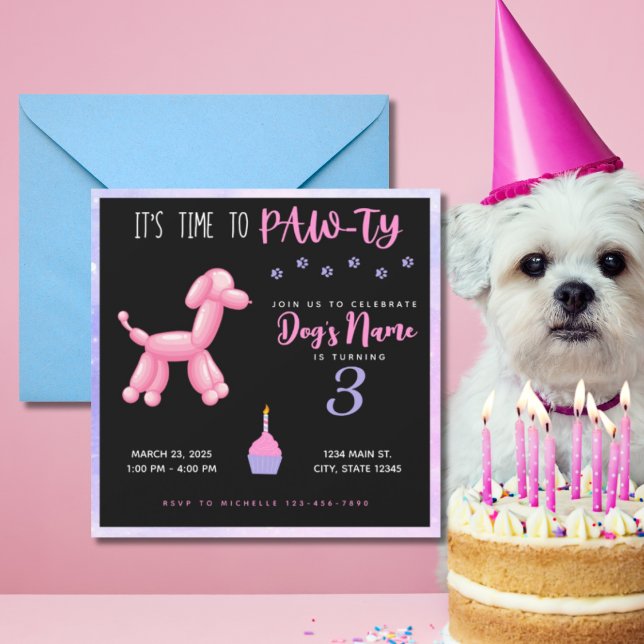 Happy Birthday Fur Baby Girl Dog Party Invitation  (Creator Uploaded)