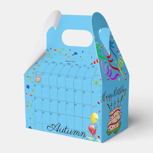 Happy Birthday Gable Favor Box August 2022 Blue (Front Side)