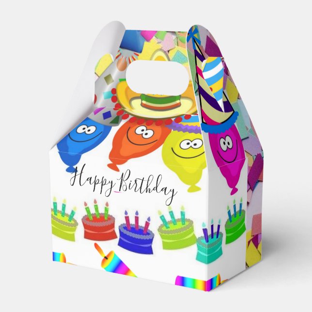 Happy Birthday Gable Favor Box Balloons (Front Side)
