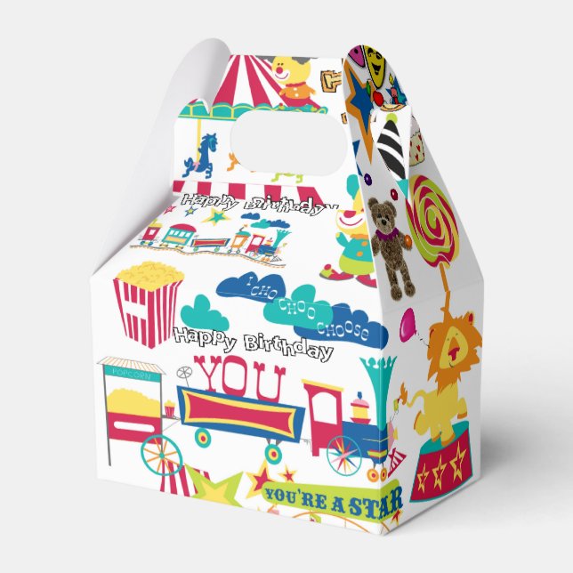 Happy Birthday Gable Favor Box Carnival Circus (Front Side)
