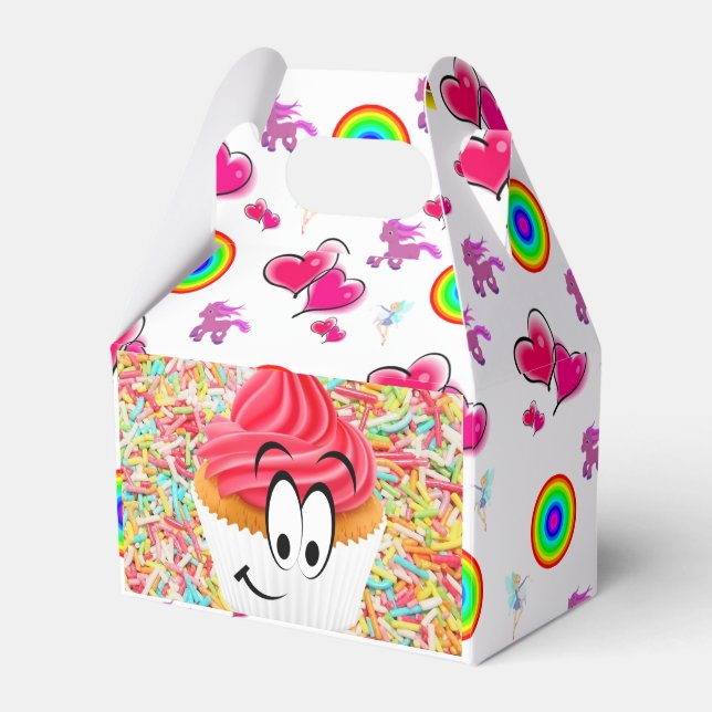 Happy Birthday Gable Favor Box Cupcake (Front Side)