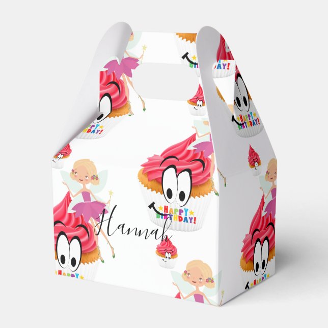 Happy Birthday Gable Favor Box Fairy Cupcake (Front Side)