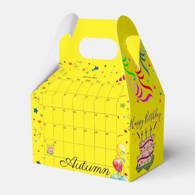 Happy Birthday Gable Favor Box February 2022Yellow (Front Side)