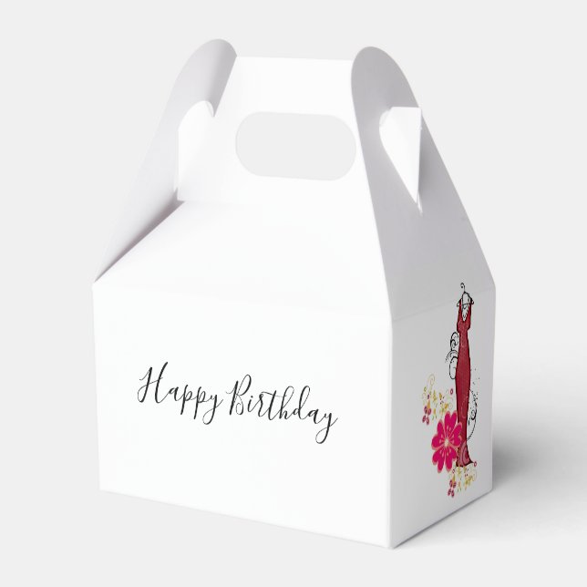 Happy Birthday Gable Favor Box  Floral Dress (Back Side)