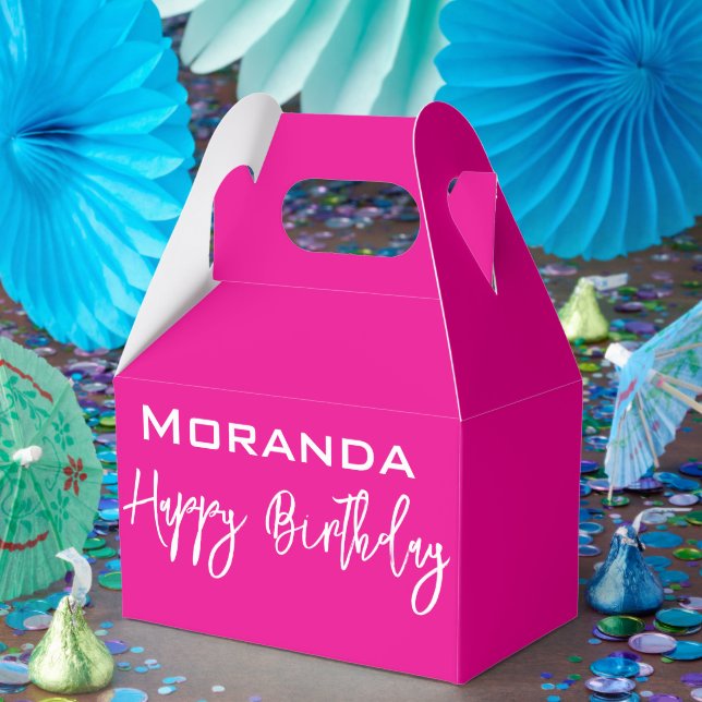 Happy Birthday Gable Favor Box Pink  (Party)