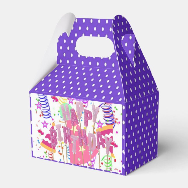 Happy Birthday Gable Favor Box Polkadot (Back Side)