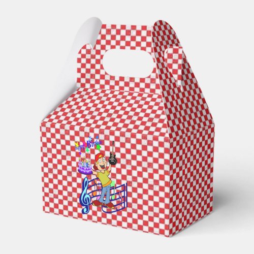 Happy Birthday Gable Favor Box Red Checkered