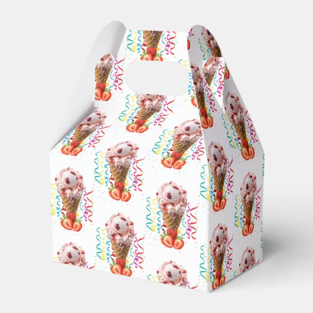 Happy Birthday Gable Favor Box Strawberry (Back Side)