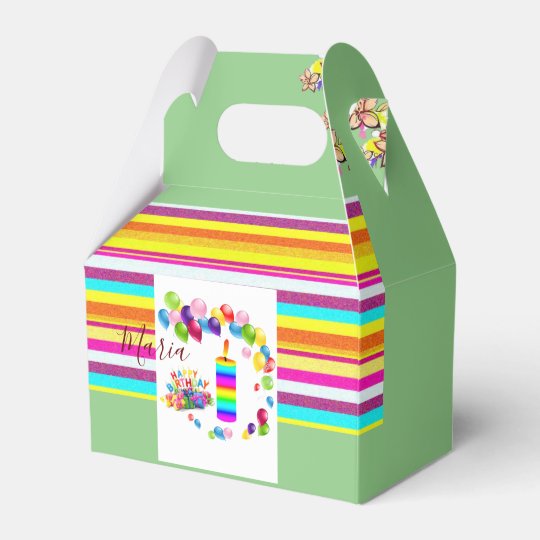 Happy Birthday Gable Favor Box Stripe