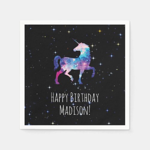 Happy Birthday Galaxy Unicorn Napkins