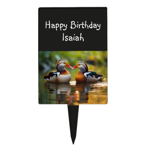 Happy Birthday Game Bird Ducks Custom Name Cake Topper