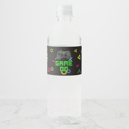 Happy Birthday Gamer Gamming Game On Joystick Water Bottle Label