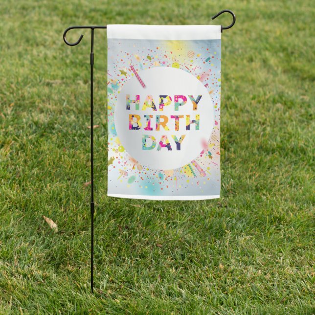 Happy Birthday Garden Flag (In SItu)