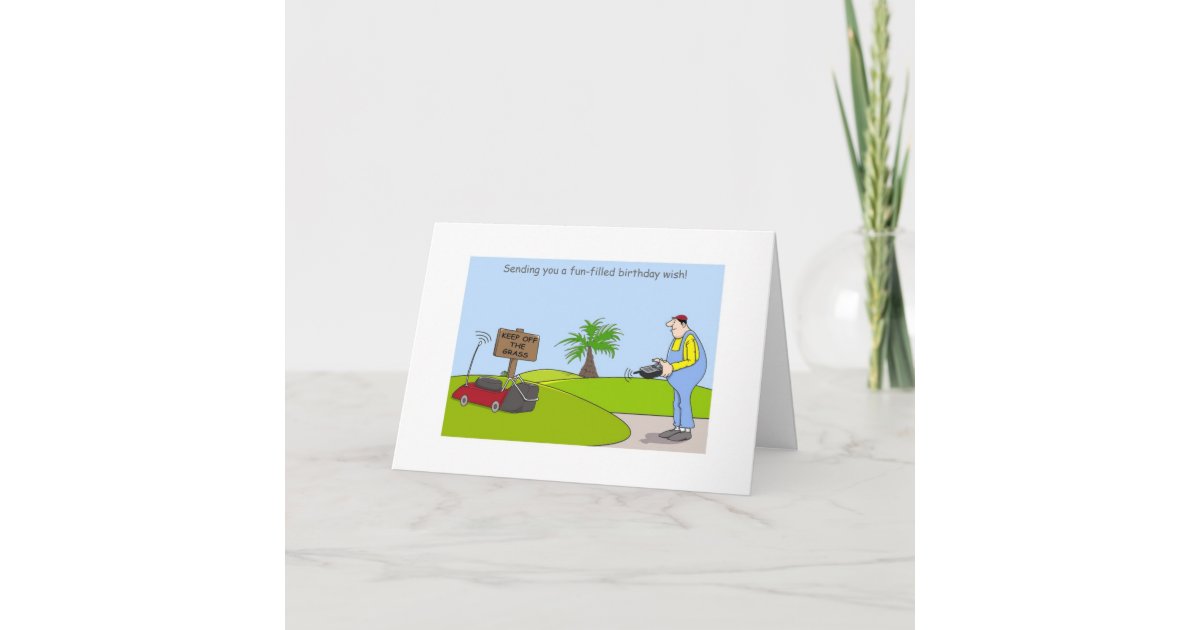 Happy Birthday Gardening Card with Funny Gardener Illustration