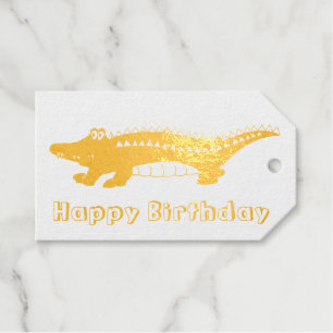 Happy Birthday Gator Alligator Croc Crocodile Foil Gift Tags