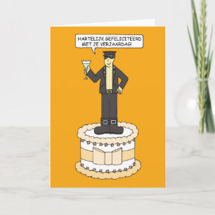 Happy Birthday Gay  Dutch Man on a Cake Cartoon Card