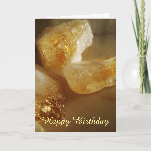 Happy Birthday Gemstones Crystal Birthday Card (Front)