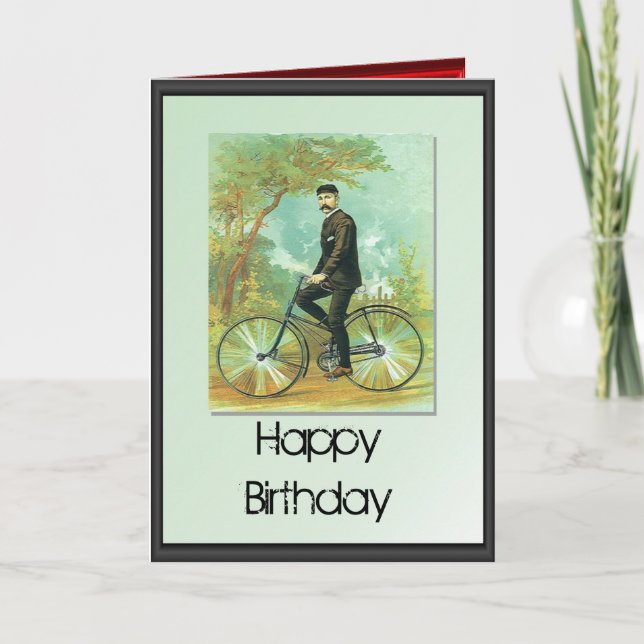 Happy Birthday - Gentleman on a bicycle Card (Front)