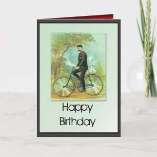 Happy Birthday - Gentleman on a bicycle Card