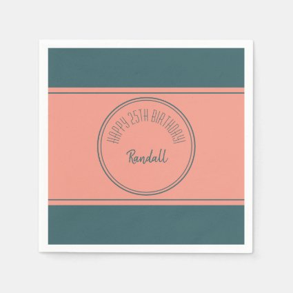 Happy Birthday Geometric Double Circle Teal