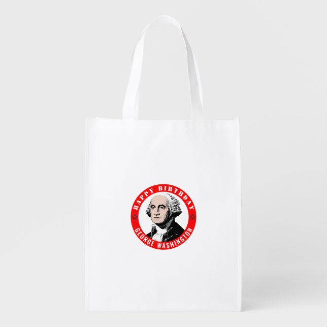 Happy Birthday George Washington Grocery Bag (Front)