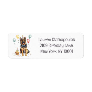 Happy Birthday German Shepherd Dog Label