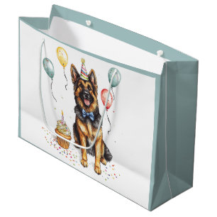 Happy Birthday German Shepherd Dog Large Gift Bag