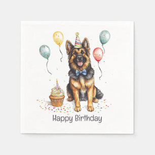 Happy Birthday German Shepherd Dog Napkins