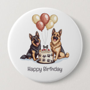 Happy Birthday German Shepherd Dogs Birthday Cake Button