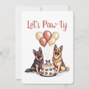 Happy Birthday German Shepherd Dogs Birthday Cake Invitation