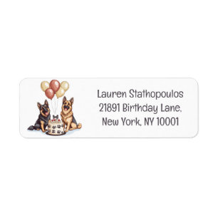Happy Birthday German Shepherd Dogs Birthday Cake Label