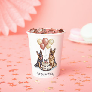 Happy Birthday German Shepherd Dogs Birthday Cake Paper Cups