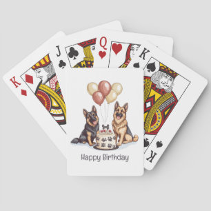 Happy Birthday German Shepherd Dogs Birthday Cake Poker Cards