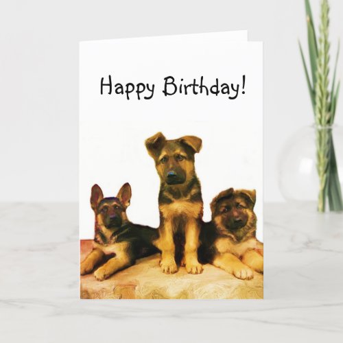 Happy Birthday German Shepherd puppies card