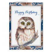 Happy Birthday Getting Older Fun Little Owl Bird (Front)