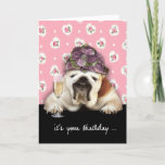 Happy Birthday, Getting Older, Humor, Dog With Hat Card at Zazzle