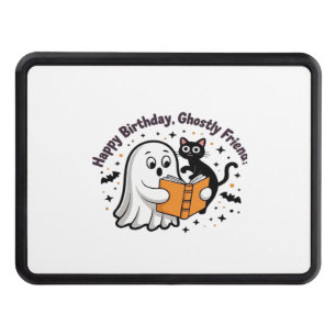 Happy Birthday Ghost Cat PNG - Spooky Cute Classic Hitch Cover