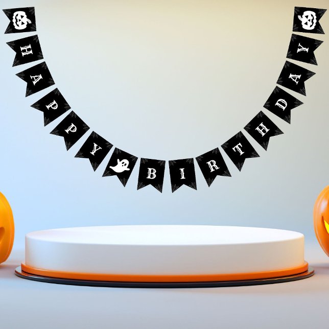 Happy Birthday Ghost-Pumpkin Halloween Bunting Flags (Creator Uploaded)