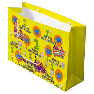 Happy Birthday Gift Bag #1 First Birthday Yellow