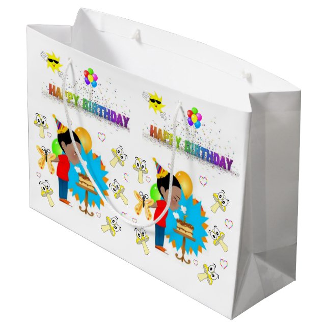 Happy Birthday Gift Bag African Boy (Back Angled)
