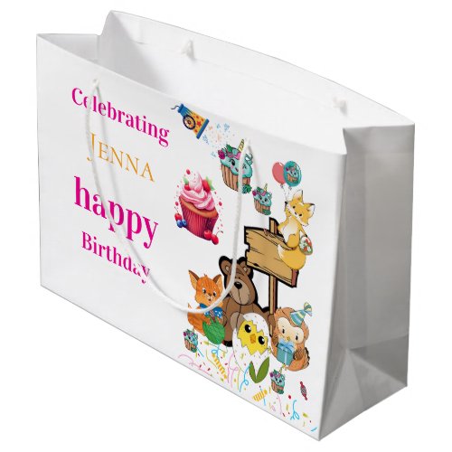 Happy Birthday Gift Bag Cat Fox Teddy Bear