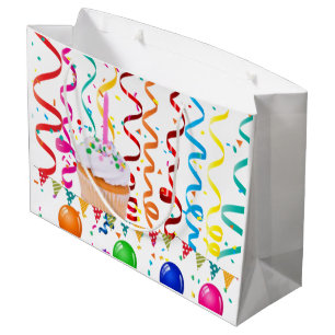 Happy Birthday Gift Bag Cupcake Confetti