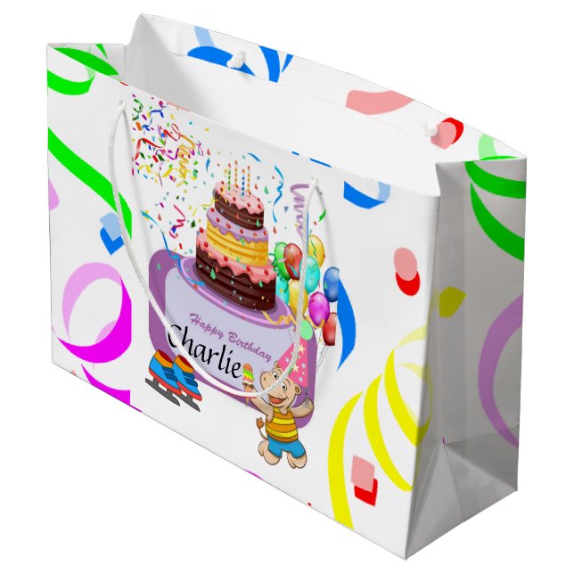Happy Birthday Gift Bag Hippopotamus (Back Angled)